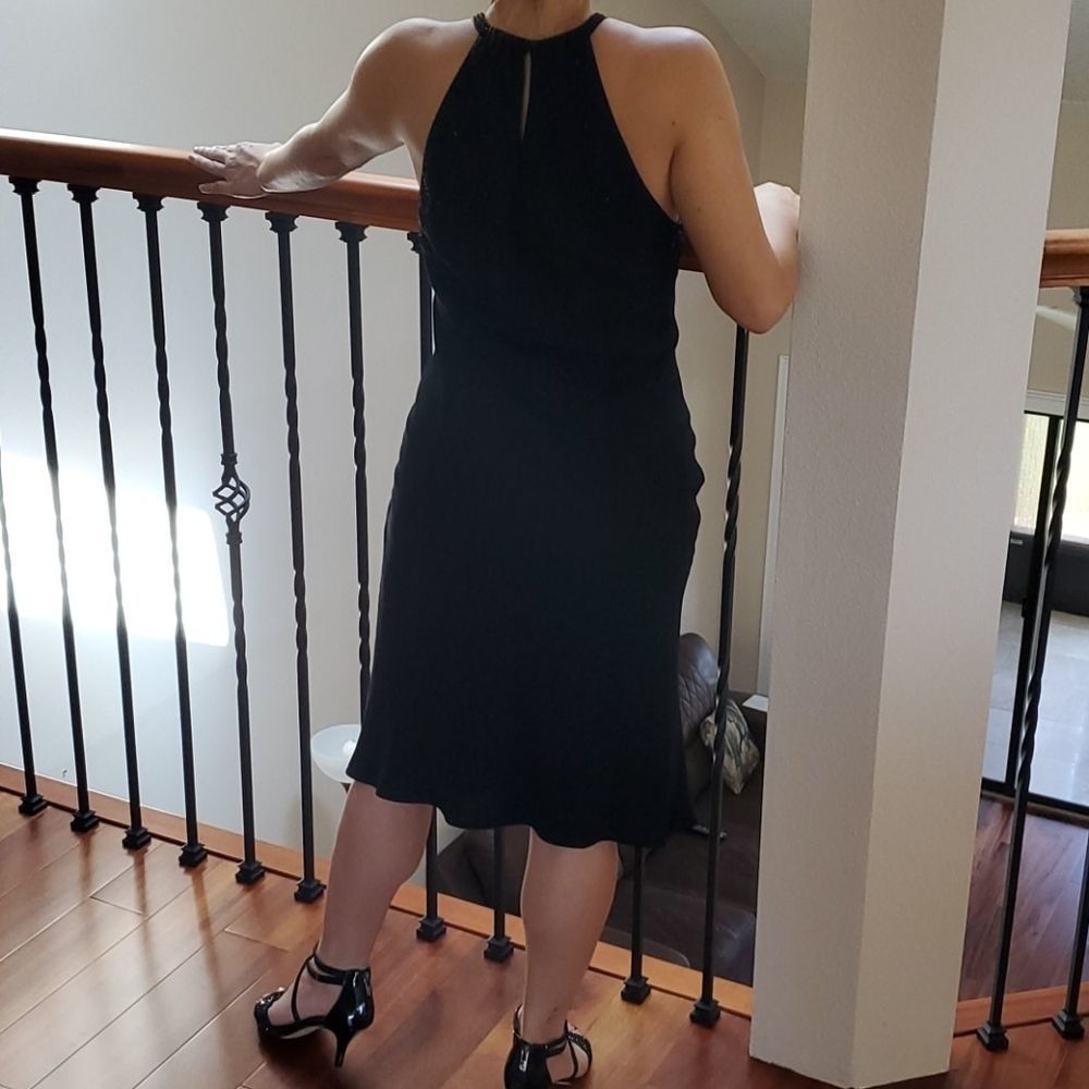 JNY Beaded Neck & Bodice Lined Blk Cocktail Dress - Picture 3 of 8